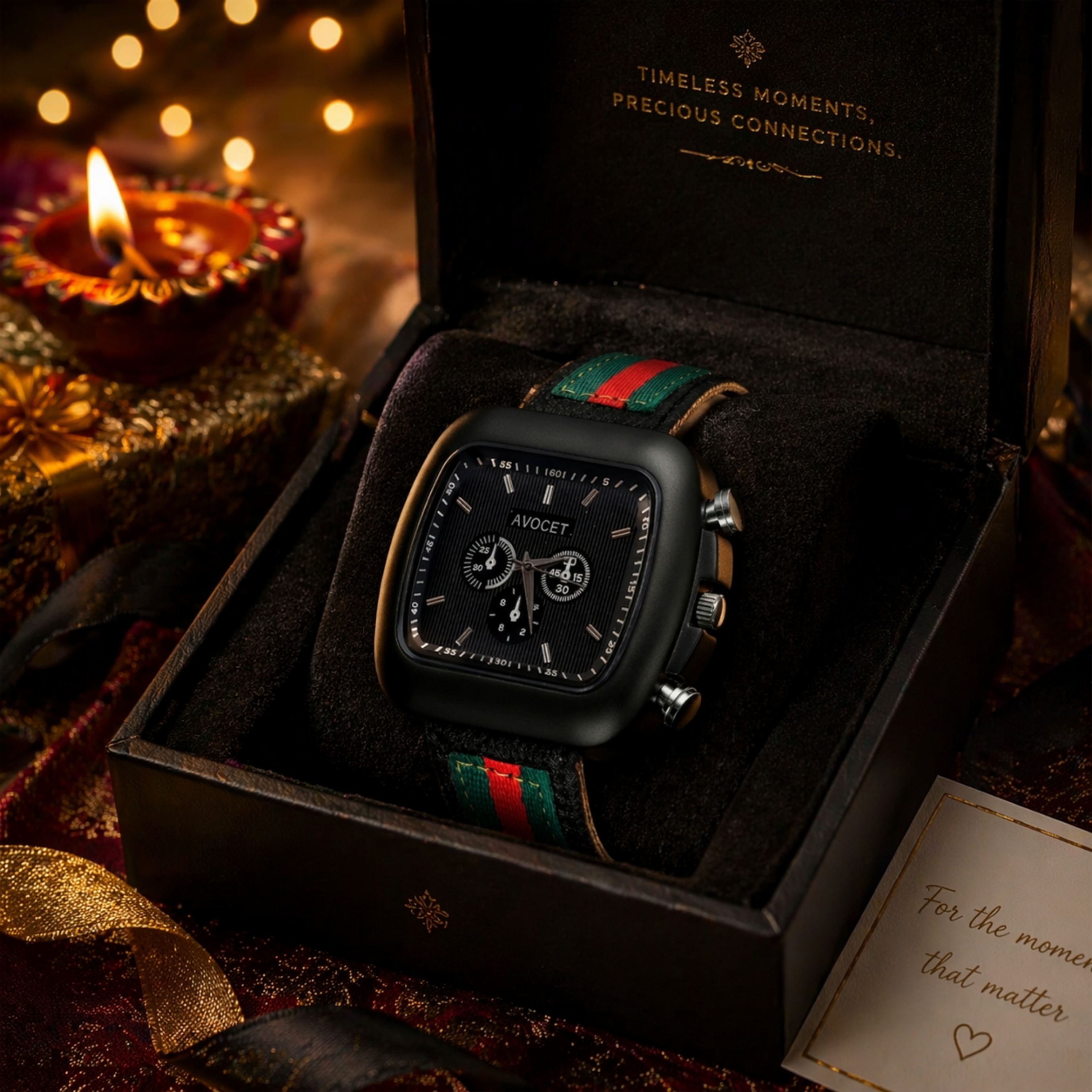 ⌚ Premium Square Dial Watch – Luxury Look Under |  Striped Strap & Metal Case