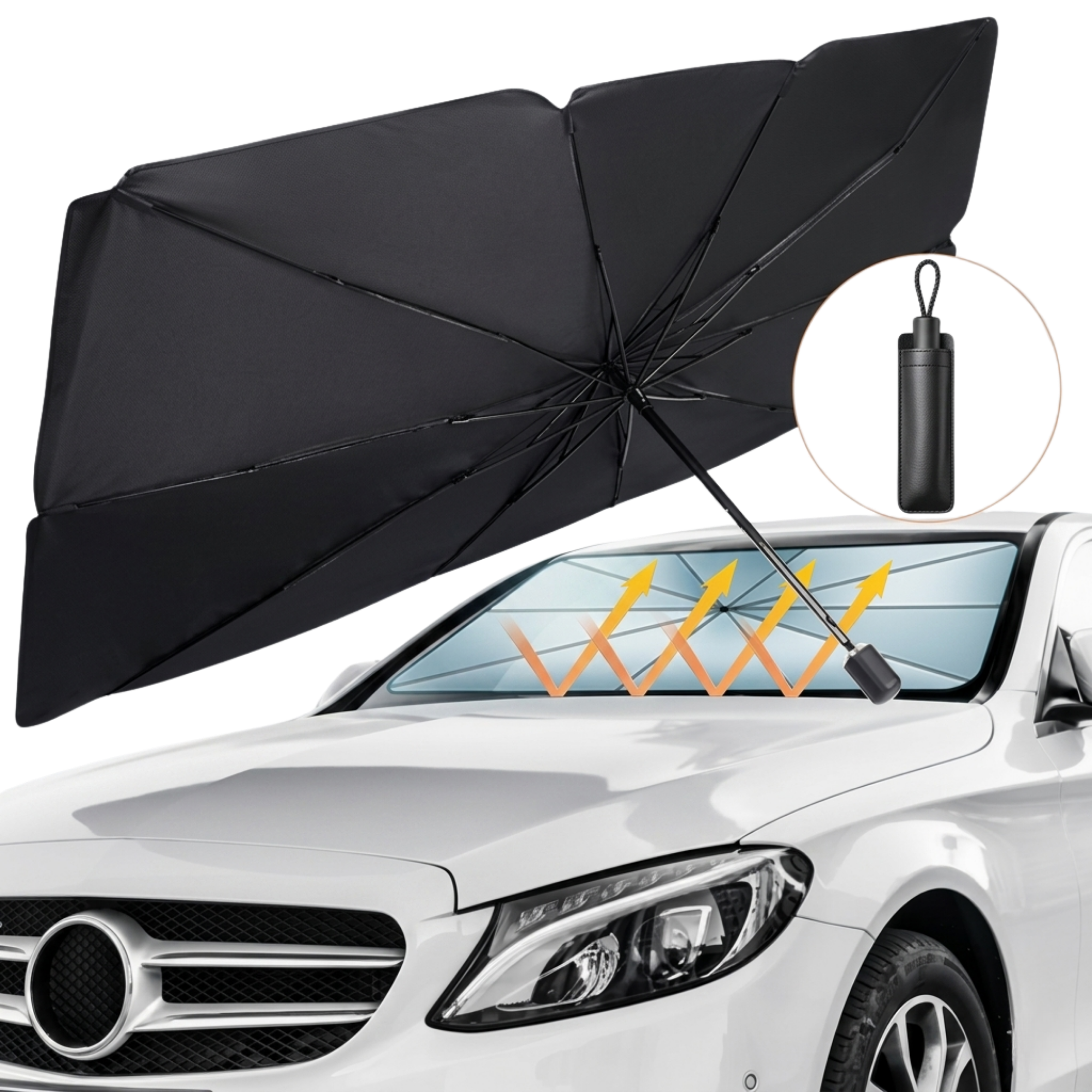 Windshield Umbrella Sun Shade for Car – Foldable UV Protection Heat Blocker | Keep Your Car Cool in Summer