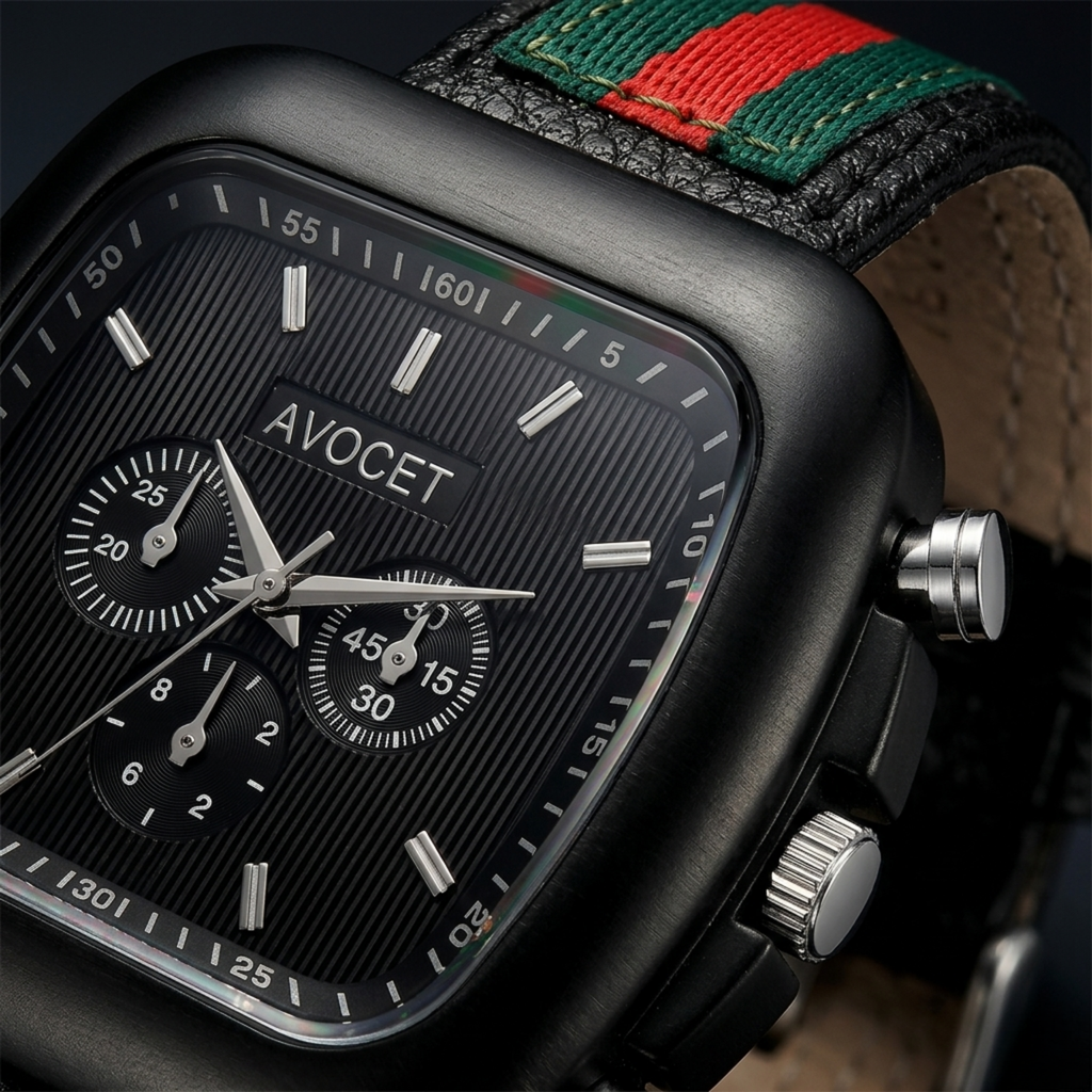 ⌚ Premium Square Dial Watch – Luxury Look Under |  Striped Strap & Metal Case