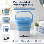 Portable Mini Washing Machine Bucket – Foldable Compact Washer for Socks, Underwear, Baby Clothes & Delicate Laundry | Lightweight Travel Washing Tub with Adapter