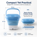 Portable Mini Washing Machine Bucket – Foldable Compact Washer for Socks, Underwear, Baby Clothes & Delicate Laundry | Lightweight Travel Washing Tub with Adapter