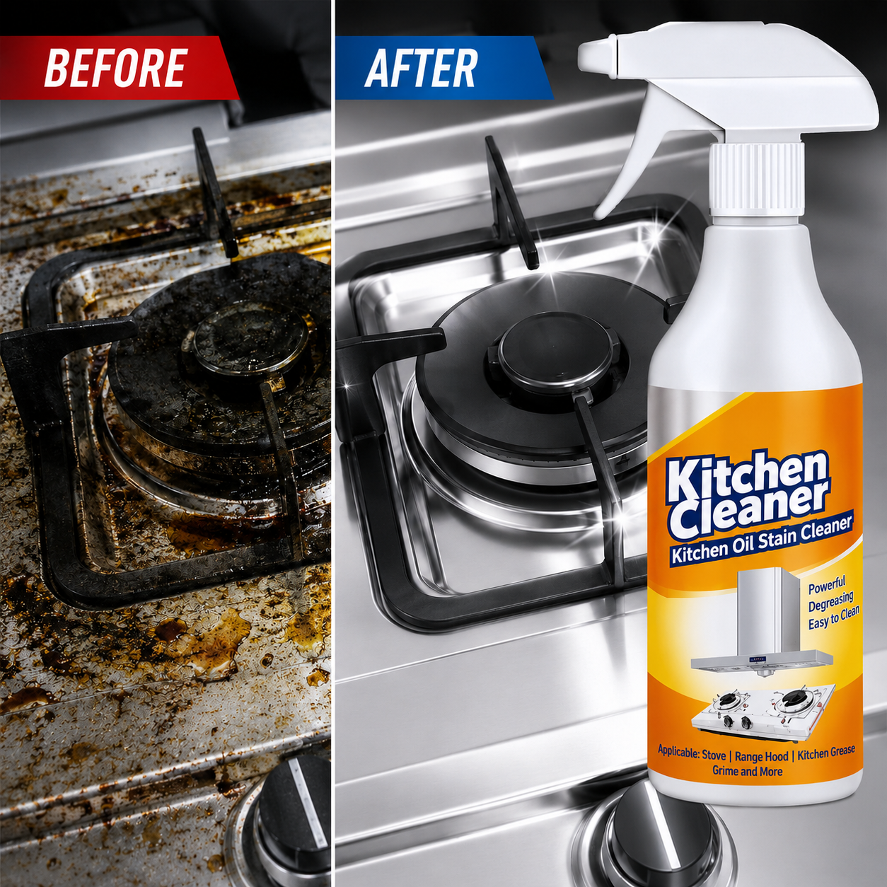 Kitchen Cleaner Spray – Remove Tough Grease & Burn Stains Instantly 300ml bottle✨