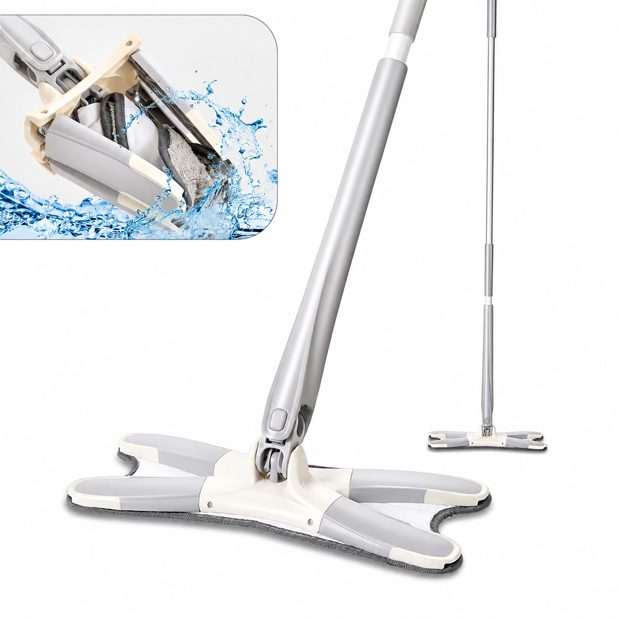 ✨ 360° Rotating Flat Mop with Extendable Handle | Hands-Free Easy Wet & Dry Cleaning for Home & Kitchen