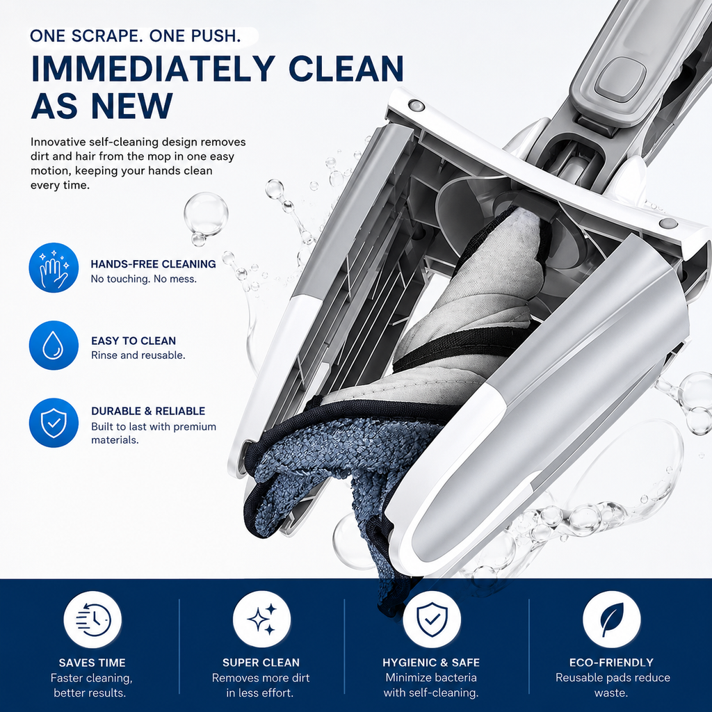 ✨ 360° Rotating Flat Mop with Extendable Handle | Hands-Free Easy Wet & Dry Cleaning for Home & Kitchen