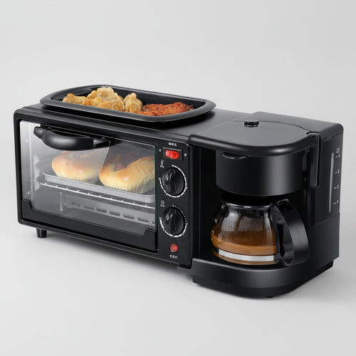 2788 3 In 1 Breakfast Maker Portable Toaster Oven Grill Pan  Coffee Maker Full Breakfast Ready At One Go