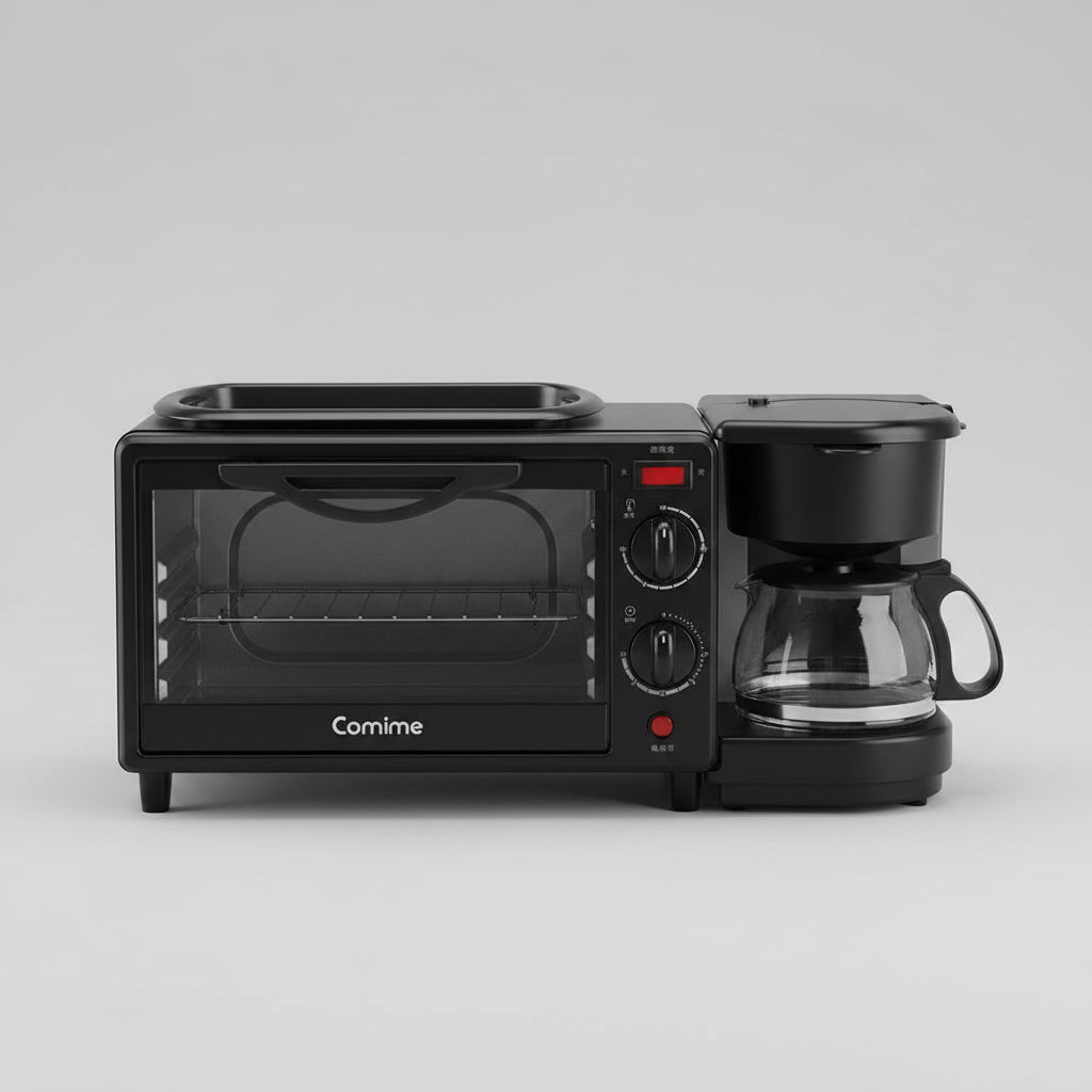 2788 3 In 1 Breakfast Maker Portable Toaster Oven Grill Pan  Coffee Maker Full Breakfast Ready At One Go